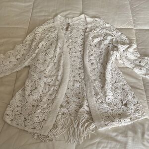 XCVI White Lace Women Sweater